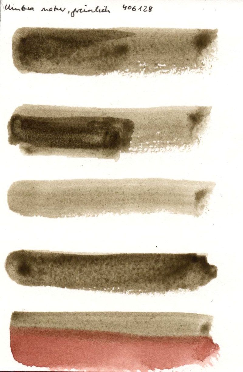 Kremer akvarel - syrová umbra, nazelenalá tmavá (plast, 3 x 1,8 x 1 cm)